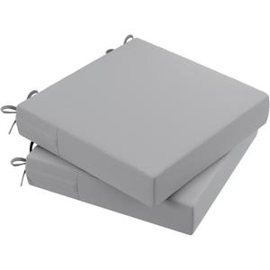 AAAAAcessories Outdoor Seat Cushions for Chairs, Waterproof, Fade-Resistant Patio Furniture Replacement Cushions, 21" x 21" x 4", Set of 2, Gray