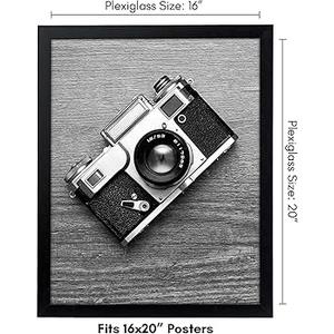 18x22 Picture Frame with Polished Plexiglass - Black Picture Frame - Wide Photo Frames Made of Engineered Wood for Vertical or Horizontal Wall Display - Epic Collection - Black