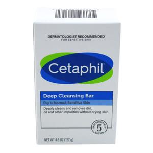 Cetaphil Bar Soap, Deep Cleansing Face and Body Bar, Pack of 6, For Dry to Normal, Sensitive Skin, Soap Free, Hypoallergenic, Paraben Free, Fragrance Free, Removes Makeup, Dirt and Oil (4.5 Ounce (Pack of 6))