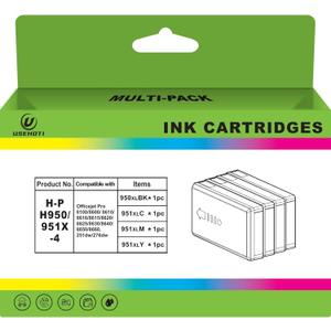 950XL 951XL Ink Cartridges Compatible with HP OfficeJet Pro 8630 8100 Series Printer, High-Yield Ink (B/C/M/Y 4-Pack)