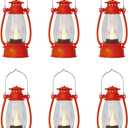 Orange Mini Lanterns Decorative 6-Pcs for Fall Halloween Thanksgiving Decoration, Small Western Lantern with LED Flickering Candle for Cowboy Camping Christmas Wedding Decor, Centerpiece Table