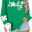 FAYALEQ Women St Patrick's Day Sweatshirt Sequin Shamrock Pullover Irish Sweatshirt Crewneck Long Sleeve Top Black (Black, XXL)