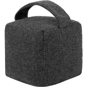 4.4 lbs Heavy-Duty Door Stopper, Decorative Door Stopper, Weighted Fabric Door Stopper for Bedroom, Living Room, Interior & Exterior Doors, Also for Door Prop for Cats Dogs (Black)