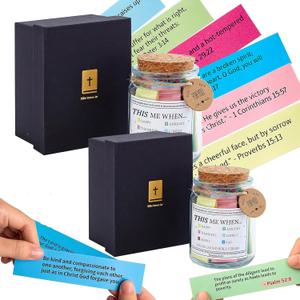 Bible Verse Jar, Christian Gifts for Women Men, Bible Verses for Emotions and Feelings, Daily Scripture Prayer Hope Jar, Religious & Christian Home Decor, 90 Color Coded Scripture Cards (2PCS)