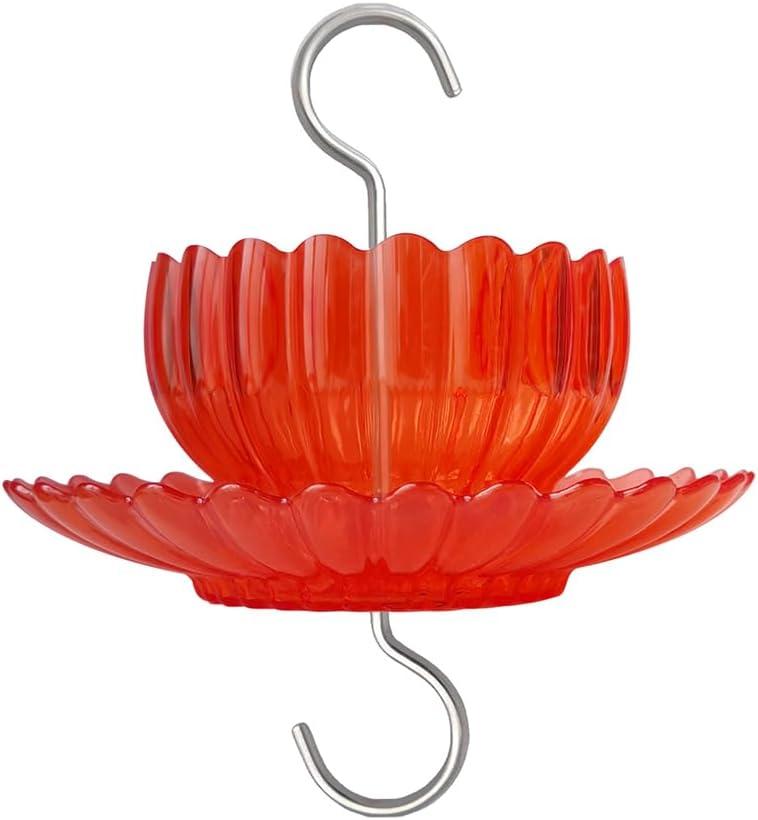 Ant Moat for Hummingbird Feeder - Freestyle 9 OZ Extra Large Capacity Insect Guard - Red Daisy Bowl & Dish