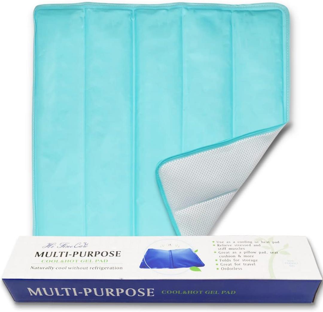 Ice Cooling Mat, Gel Cooling Cold Mat Pain Relief, Injuries Mesh Fabric Hot Cold Therapy Pack for Back, Shoulder, Knee, Belly Green 18in18in (Green)