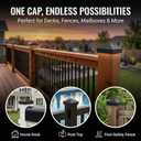 4x4 Post Caps (Fits True 3.5" x 3.5" Wood Posts) - Matte Black Aluminum Pyramid Style, Durable Metal Toppers for Fence, Deck, and Mailbox Protection (6 Pack)