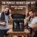 2 x Skylety 4 Pcs Dad Gift Best Dad Gift Set for Men from Daughter Son Wife 12 oz Tumbler Towel Leather Electronic Cable Organizer Bag with Presents Box for Him Papa Father Birthday