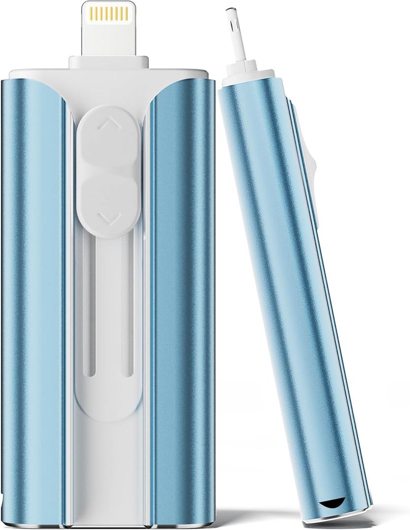 MFi Certified Flash Drive 256GB for iPhone Thumb Drive, USB Memory Stick iPhone Flash Drive Photo Stick for Photos Videos, High Speed External Storage Jump Drive for iPhone/iPad/Android/PC(Light Blue)