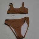 ANRABESS Women Swimsuits Two Piece Bikini Set High Waisted Ribbed Tummy Control Modest Bathing Suits 2025 Beach Swim Wear (Medium, Light Brown)