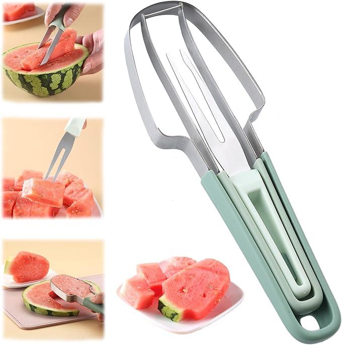 Pack of 4 Fantexy 3-in-1 Watermelon Slicer and Popsicle Maker - Stainless Steel Melon Cutter Tool for Camping and Kitchen
