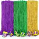 Mega-L 126Pcs Necklaces Accessories for Mardi Gras Beads Purple Green Gold 31.5" Holiday Carnival Beads Bulk for Mardi Gras Parade Throws Pirate Wedding Birthday Party Decor Supplies Favors