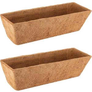 VOXOR 2PCS 24 Inch Trough Coco Coir Liners, Pre-Formed Natural Coconut Fiber Replacement Liners for Window Boxes, Fence Flower Baskets, Wall Planters