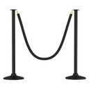RoadHero Plastic Stanchion Post, Black Velvet Ropes and Poles with Weighted Base, Ropes Safety Barriers for Crowd Control, Party and Movie Theater, 2 PCS