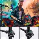 LMS Mic Stand Phone Holder, Flexible Phone Holder for Microphone Stand, iPhone Music Stand Holder Mount, Mic Stand Cell Phone Clip for iPhone 15 14 13 12 Pro Max Samsung Galaxy Pixel (Long, 16)