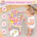 Wooden Activity Table for Toddlers 1-3, Unicorn 10-in-1 Montessori Busy Board with Bead Maze Shape Matching Gears Clock, Sensory Learning Toys for 1 2 3 Year Old Girls Boys Birthday Gift