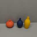 Ceramic Vase Set of 3, Minimalist Yellow, Orange, Blue Vases - Modern Farmhouse, Living Room, Shelf and Entryway Decor