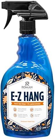 Roman’s E-Z Hang Peel & Stick Wallpaper Helper + Pre-Pasted Activator, Clear, Non-Staining, 32 Fluid Ounces
