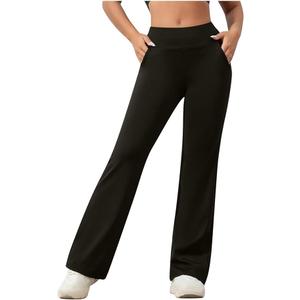 Womens Yoga Pants High Waisted Flare Leggings with Pockets Bootcut Lounge Workout Bell Bottom Trousers M