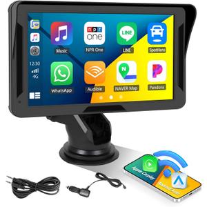 CarPlay Screen for Car, 7" HD Portable Car Stereo with Wireless Android Auto, Car Audio Receivers with Voice Control, Mirror Link, Bluetooth, EQ, AUX, Car Play Screen Driveplay Multimedia Player
