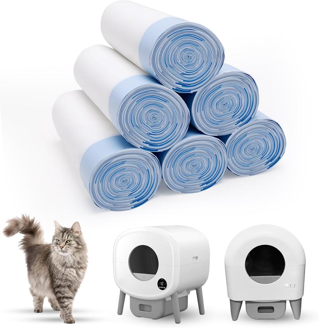 Cat Litter Box Liners 120 Count, Waste Bags for Self-Cleaning Cat Litter Box, Replacement Extra Large Cat Litter Box Liners, 26 x 15.7 Inches（6 Packs/120 Counts）