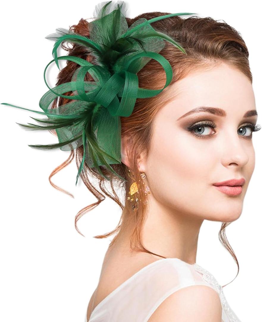 Markest Women's Fascinators Tea Party Headpiece Derby Hat Feather Headwear for 20s Party Accessory Cocktail Wedding