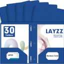 Plastic 2 Pocket Folders with Prongs, 30 Pack, Heavyweight, Letter Size Poly Folders with 3 Metal Prongs Fastener Clips (Blue)
