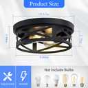 SKEJAO Flush Mount Ceiling Light Fixture,Black 2-Light Hallway Light Fixtures Ceiling,Light Fixtures Ceiling Mount for Farmhouse, Kitchen, Hall, Bedroom, Bathroom (2 Pack)