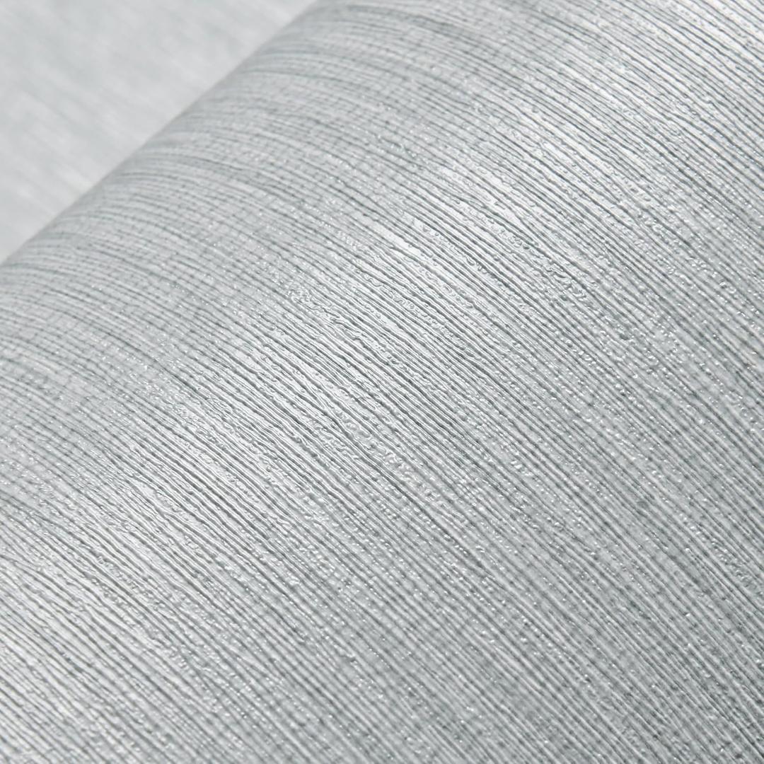 Haimin Grasscloth Wallpaper Peel and Stick 20.9in X 393in Fabric Contact Paper Wall Paper Textured Wallpaper Vertical Stripes Look Self-Adhesive Thick Vinyl Embossed (Gray)