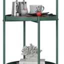 Portable Side Table,Waterproof Round Metal End Tables with Wheels and Armrests,Outdoor and Indoor for Garden Balcony Yard,Small Round Nightstand Bedside Table for Living Room(Green)