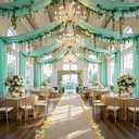 50ftx40ft Mint Green Ceiling Curtain for Wedding Parties | 10 Panels Wrinkle-Free 40 FT Long Tent Draping Curtains for Wedding, Birthday & Theme Parties, 40ft Height with Rod Pocket
