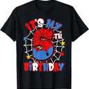 Bawgiopna Kids Custom Years Old It's My 5th Birthday Toddler Fine Jersey T-Shirt, Spider Party Theme, Unisex, Short Sleeve, Crew Neck, Regular Fit, Size: XS