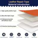2 x Zenyao Leather Repair Patch Tape - Self Adhesive Leather Repair Kit for Car Seat Furniture, Heavy Duty Vinyl Repair Patch for Couch Sofa, Waterproof for Rips Scratches Tears, 3x60 Inch Roll, Orange