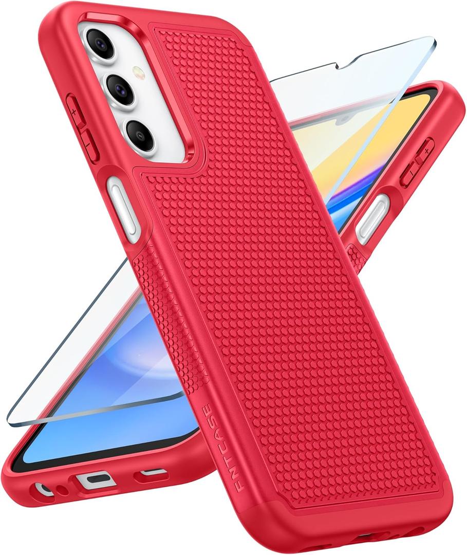 FNTCASE for Samsung Galaxy A15-5G Case: Dual Layer Protective Heavy Duty Cell Phone Cover Shockproof Rugged with Non Slip Textured Back - Military Protection Bumper Tough - 2024, 6.5inch