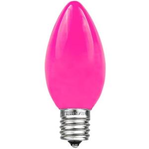 Novelty Lights Ceramic Christmas Replacement Bulbs - Outdoor Individual Bulbs for Events, Holiday Parties, Patios, and More - C7/E12 Candelabra Base, 5 Watt Lights (Pink, 25 Pack)