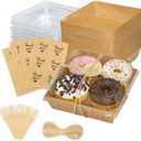 WIKDAY 50 Pack Charcuterie Boxes with Clear Lids, Small Dessert Bakery Boxes, Disposable To Go Food Containers for Cake Slice, Cookies, Sandwich, Brown
