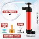 RV Antifreeze Siphon Hand Pump Kit, Liquid Transfer Pump with Two 1 Metre Clear PVC Hoses for Petrol, Oil and Fluids, Fuel Siphon Pumps with 2 Clamps, Camper, Boat Winterization Accessories