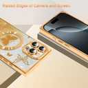 AIGOMARA Phone Case for iPhone 16 Pro [Compatible with MagSafe] Butterfly Design Glitter Bling Case Shockproof Scratch-Resistant Soft TPU Cover for Women - Gold