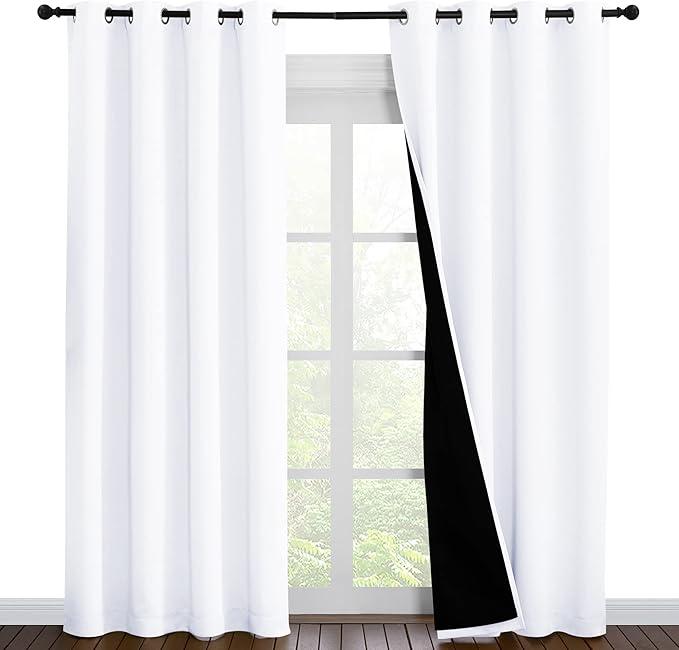 NICETOWN 100% BLACKOUT curtains. 55inches wide each panel ! White color 2 panels