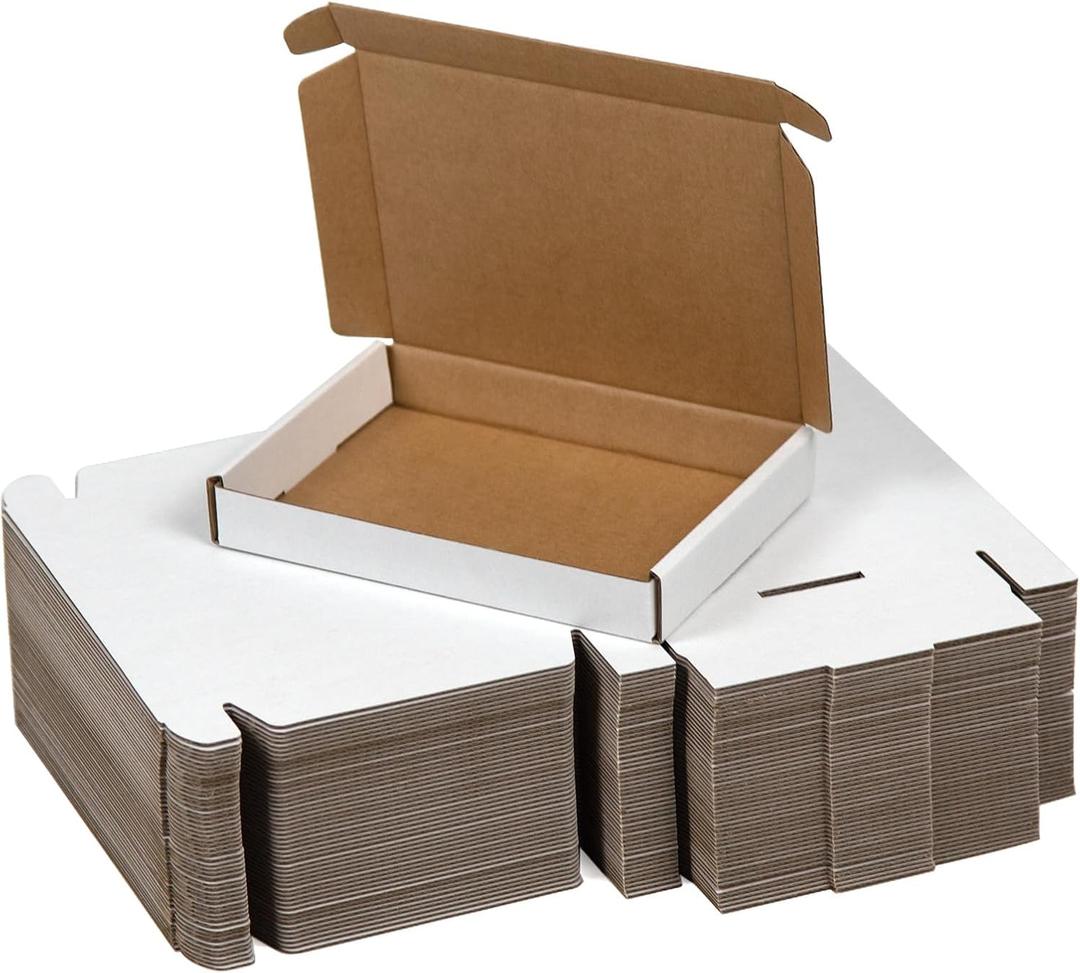 SUNLPH 50 Pack 7x5x1 Inches Small Shipping Boxes, White Corrugated Cardboard Boxes, Moving Mailing Packing Box