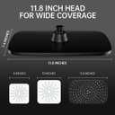 Veken 11.8 Inch Rain Shower Head with Handheld- High Pressure Dual Shower Heads with 5 Modes Handheld Spray Combo- Wide Rainfall Showerhead with Hose, Bathroom Accessories, Matte Black