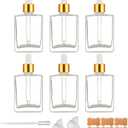 6 Pack 1.7oz Clear Square Glass Dropper Bottles, 50ml Empty Square Perfumes Bottles with Eye Droppers, for Essential Oils,Liquids, Tincture Bottle (Clear -Golden Cap)
