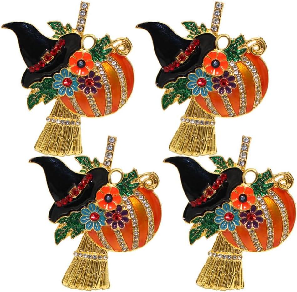 Amosfun 4pcs Halloween Napkin Rings Pumpkin Witch Napkin Holders Serviette Buckles Halloween Party Supply Table Decorations