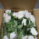 50 PCS White Roses Artificial Flowers, Fake White Roses Bouquet,White Artificial Silk Roses with Stems for DIY Wedding Flowers Decoration, Valentines Day Mothers Day, Bridal Bouquet Roses