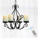 Flameless Candles Chandelier 4-Light Waterproof Crystal Metal Wall Sconces Modern Farmhouse Table Lamp with Remote Control and Timer for Indoor or outdoor Gazebo Patio Bedroom Hallway Bar Kitchen (Black)