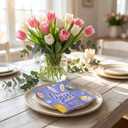 5 x ibohr 50Pcs Easter Napkins, Cute Cocktail Napkins with Eggs & Carrots, 6.5 Inch Disposable Paper Napkins for Easter Party Supplies, Spring Table Decor