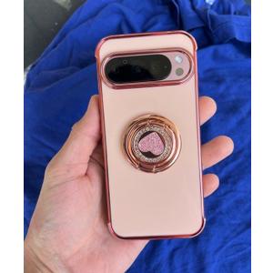 Google Pixel 9/9 Pro Case with Screen Protector+Camera Lens Protector,Heavy Duty Shockproof Full Body Phone Cover Built in Metal Ring Holder Kickstand