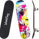 WhiteFang Skateboards for Beginners, Complete Skateboard 31 x 7.88, 7 Layer Canadian Maple Double Kick Concave Standard and Tricks Skateboards for Kids and Beginners, Pink Fantasy