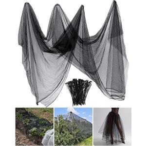 Zonon Mosquito Netting Garden Insect Mesh Netting Garden Patio Mesh Screen Net Fly Insect Bug Bird Net Barrier for Patio Balcony Porch Gazebo Vegetables Fruits Plant Protection (9.84 x 65.62 ft, Black)