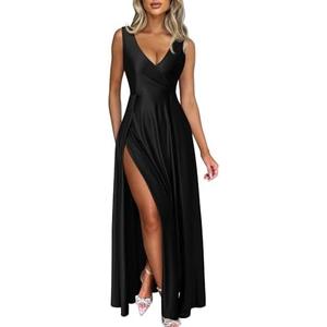 Memoriesea Women's Sexy V Neck Sleeveless High Split Evening Cocktail Maxi Dress Medium, Black  Memoriesea Women's Sexy V Neck Sleeveless High Split Evening Cocktail Maxi Dress Medium, Black